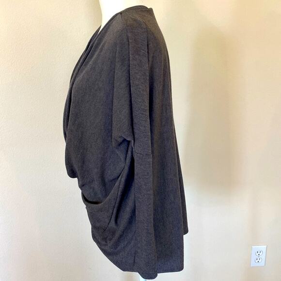 For Cynthia wrap knit top gray grey S - Picture 2 of 6